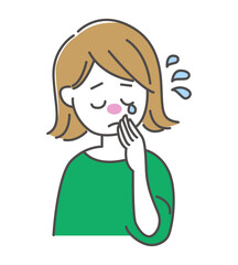 無き顔で困っている女性のイラスト素材