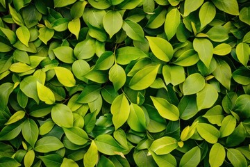 Fototapeta premium fresh natural soft yellow green leaves or leafs forming texture wall close up shot wallpaper background