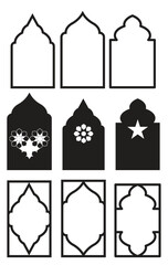 Collection of Islamic Architectural Window Designs silhouette 