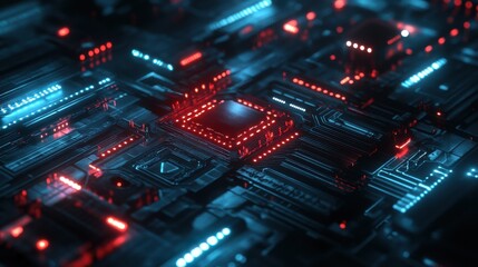 Obraz premium Quantum System Glowing with Binary Qubits and Holog