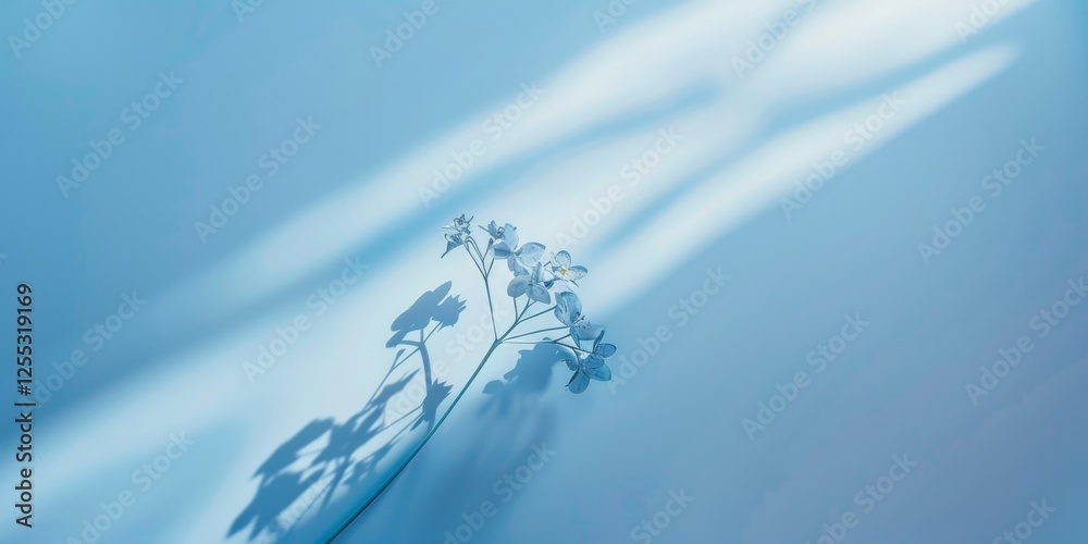 Poster A minimalistic composition with a light periwinkle background, Delicate lines and subtle patterns, Elegant minimalist style