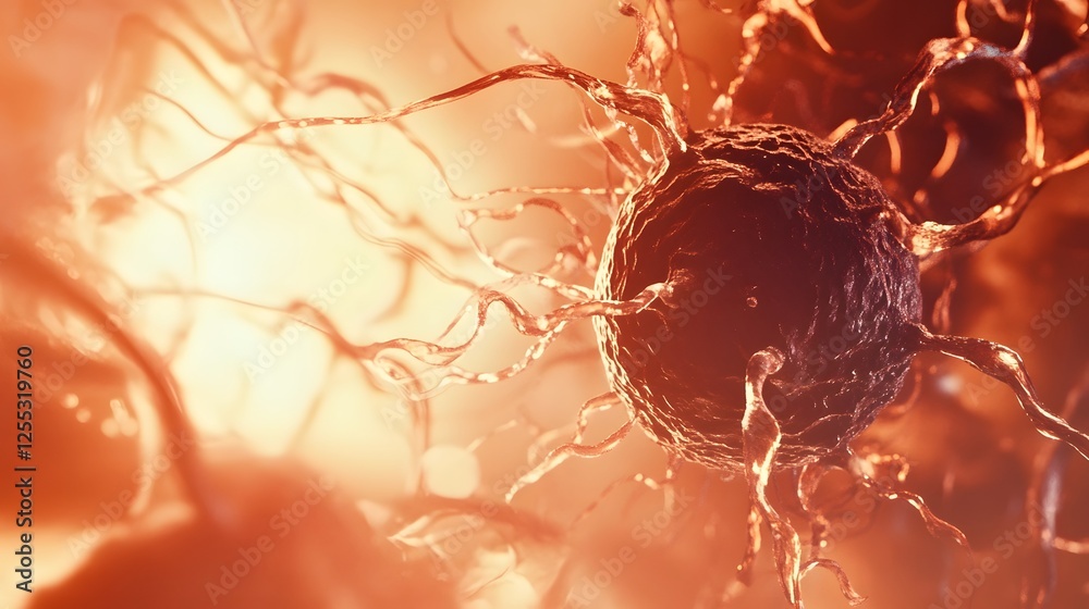 Poster Microscopic perspective of the intricate neural network within the human brain showcasing the complex connectivity and structure of nerve cells