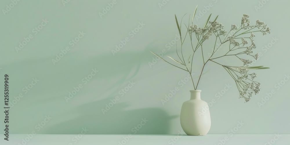 Poster A minimalistic composition with a light pistachio green background, Delicate lines and subtle patterns, Elegant minimalist style