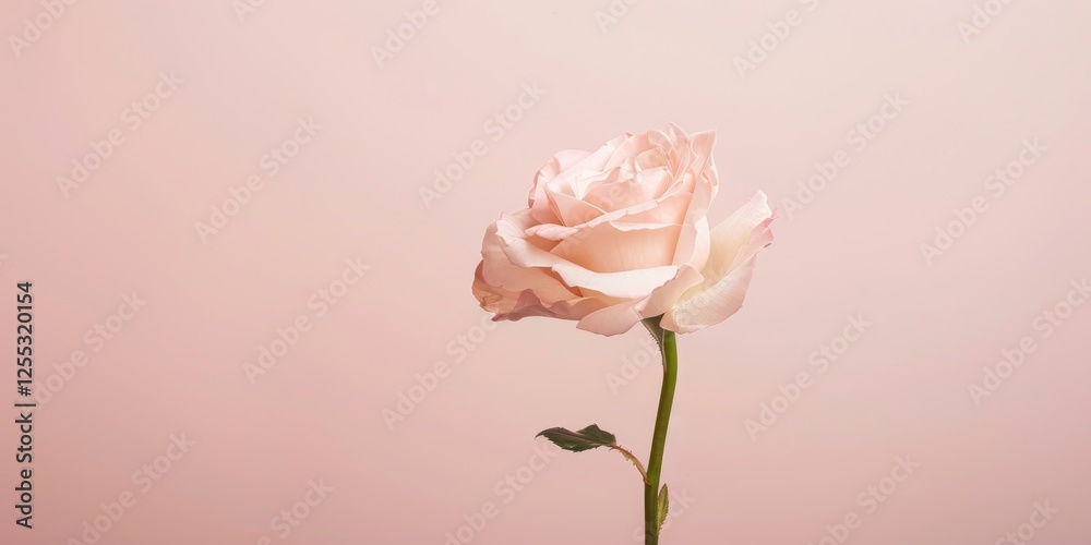 Poster a minimalistic composition with a light rose background, simple forms and minimal textures, sleek mi