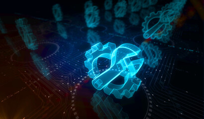Management setting gear symbol digital concept 3d illustration