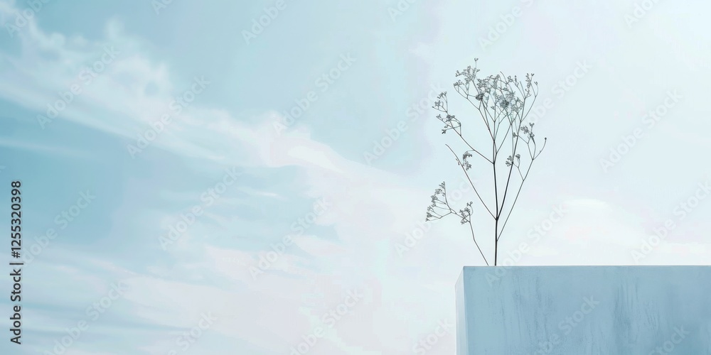 Aufkleber a minimalistic composition with a light sky blue backdrop, subtle patterns and minimalistic elements