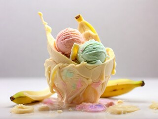 banana strawberry ice cream flavor in a mug
