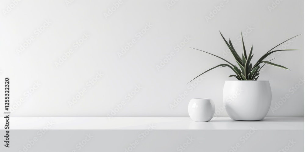 Poster A minimalistic composition with a pure white backdrop, Geometric shapes and clean patterns, Sleek minimalist style