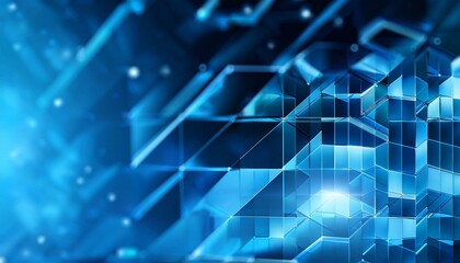 Fototapeta premium blue geometric shape abstract technology background