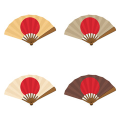 Set with japanese or chinese fans traditional on white background collection vector illustration 