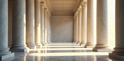 Imposing marble columns, neoclassical architecture, design, judicial branch