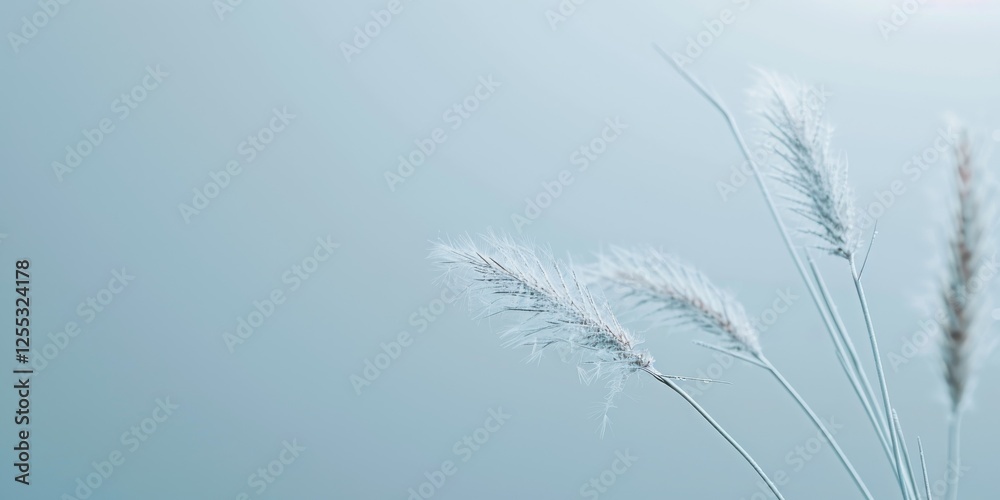 Poster A minimalistic composition with a soft grey-blue backdrop, Delicate lines and subtle textures, Elegant minimalist style