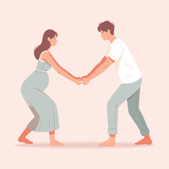 A man and a pregnant woman. Happy pregnancy concept. A couple is expecting the birth of a child. Cute vector illustration in flat style isolated.