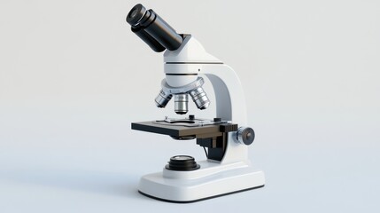 a simple microscope on a white background, high-resolution professional photography for stock photos and product placement with a white gradient backdrop.