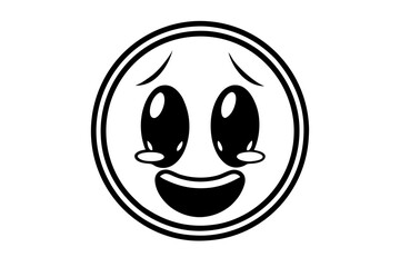 Sad Face Reaction Emoji Silhouette Vector Icon,Crying Face Symbol Icon Illustration On White Background.