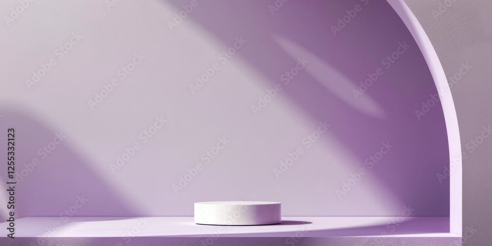Poster a minimalistic setup featuring a light lavender backdrop, smooth textures and clean shapes, contempo