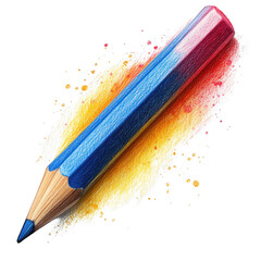 Artistic Colorful Pencil Abstract Scribble Hand Sketch Isolated on Transparent Background