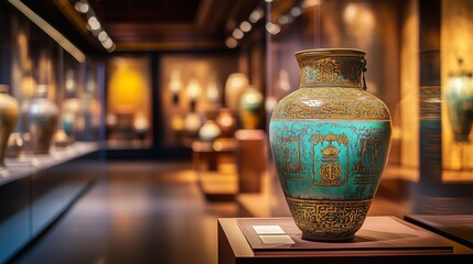 Exquisite Antique Pottery in a Museum Exhibition