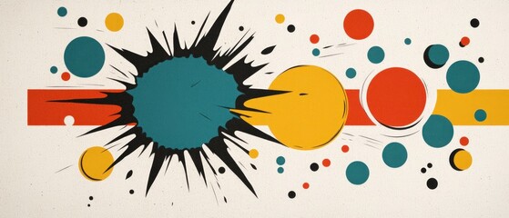 Abstract Colorful Geometric Composition with Splatter and Circles