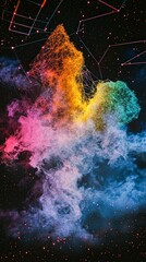 Abstract Colorful Smoke and Stars Night Digital Art