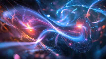 Quantum Core Glowing Under Swirling Holographic Qub