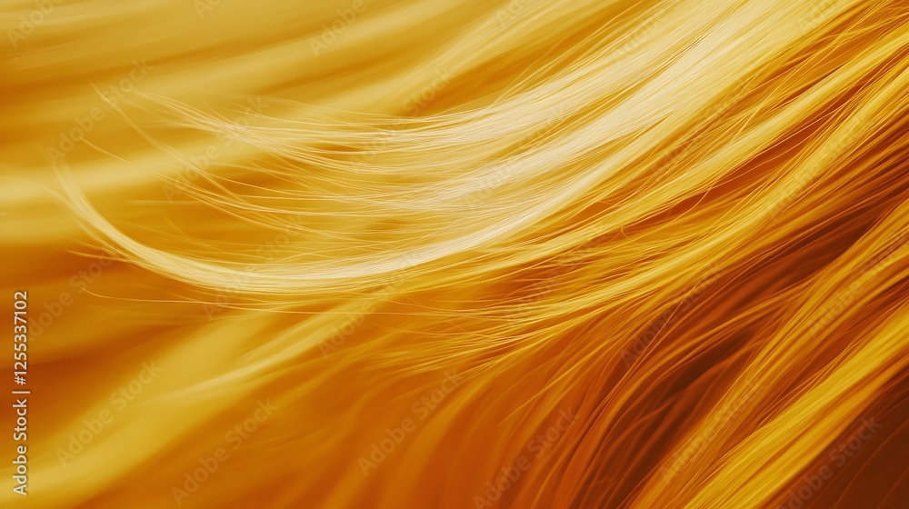 Aufkleber Swirling undulating waves of vibrant golden luminescence flow across an background creating a mesmerizing contemporary and visually captivating display of dynamic organic energy and movement