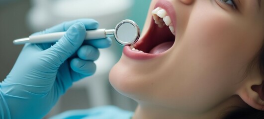Fototapeta premium Dentist is Checking Patient's Teeth.