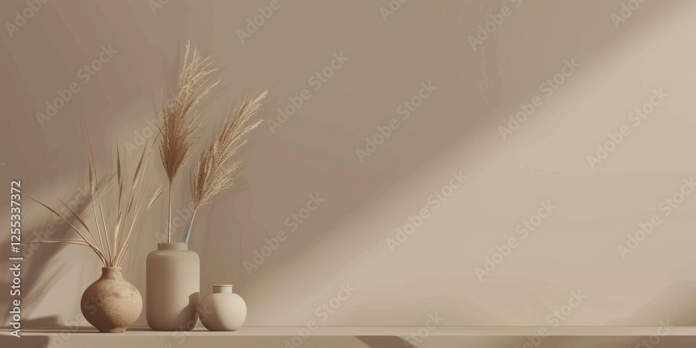 Poster A minimalistic setup with a soft taupe background, Smooth gradients and clean lines, Contemporary minimalist style