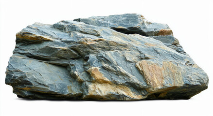 Photorealistic photograph of a large rock isolated on a white background, with a transparent PNG or cutout and a solid, stark gray color background, no shadows, and no text. 