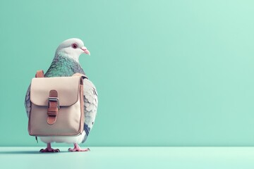 Pigeon delivers letters with a tiny messenger bag in a bright and cheerful setting