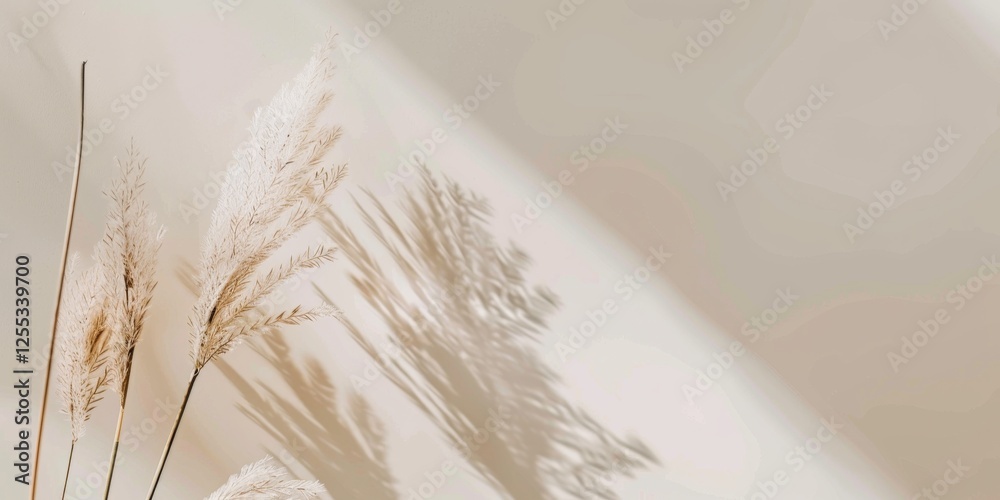 Poster a modern minimalist composition with a light beige background, subtle patterns and soft textures, co