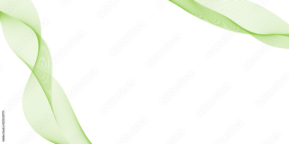 Poster abstract background with green wavy lines, abstract wave pattern made from small dots, curve texture