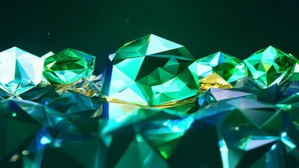Loopable Futuristic Emerald Crystal Background with Shiny Diamonds and Colorful Light - Powered by Adobe