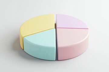 Colorful pie chart toy with pastel segments arranged on a neutral background for educational play