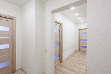 standard room interior apartment. room doors, renovation corridor lobby entrance hall
