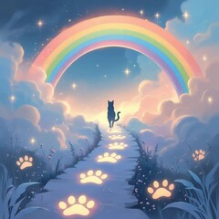 pets crossing the rainbow bridge in heaven