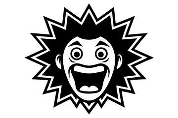 Wow Reaction Line Art Emoji Silhouette Icon – Expressive Black Vector, wow emoji, reaction icon, surprised face, expressive emoji, line art emoji, silhouette icon.