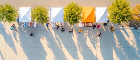 Vibrant Community Health Fair Modern Tents in Breezy Outdoor Setup with Informative Booths - Community Engagement and Wellness Outreach for Local Health Promotion