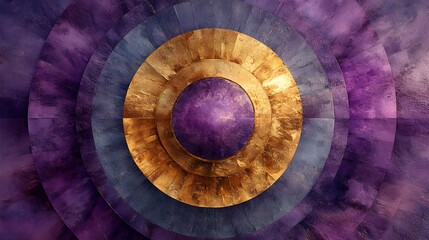 Fototapeta premium A radial geometric kaleidoscope design in muted lavender and soft gold. 