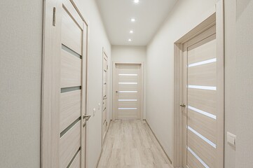 standard room interior apartment. room doors, renovation corridor lobby entrance hall