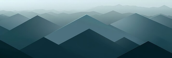 Abstract Geometric Background, Dark Gray Triangular Shapes Forming Mountain Range Under Foggy Sky