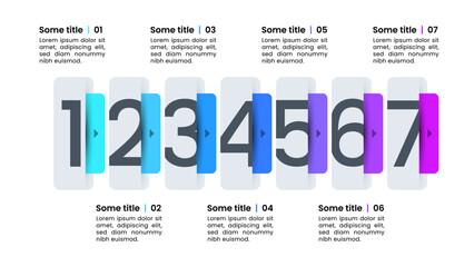 Infographic template. 7 banners with numbers and arrows