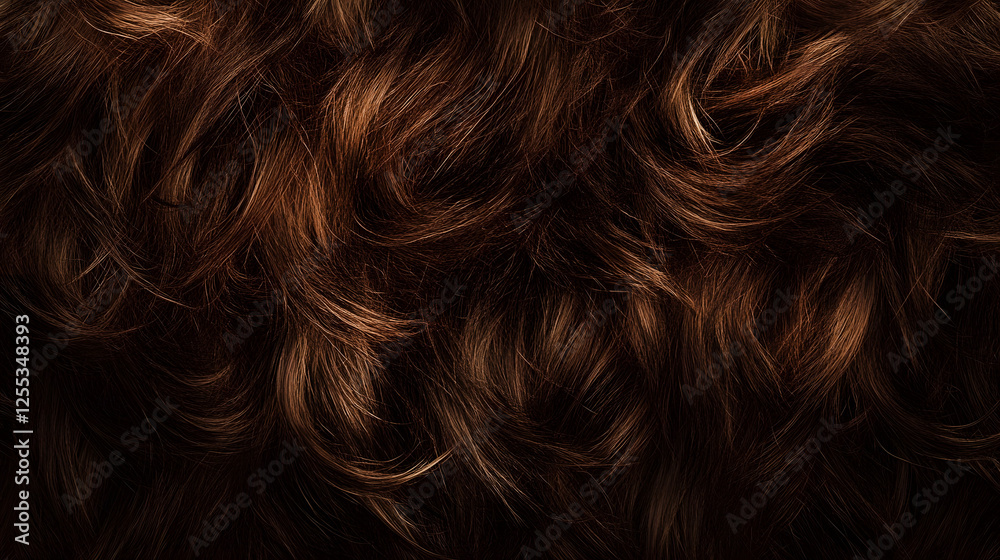 Aufkleber voluptuous curly hazel brown hair flowing in a dynamic cascade of lush wavy and glossy tresses again
