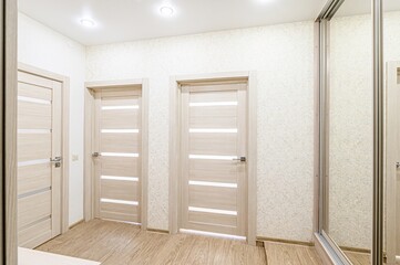 standard room interior apartment. room doors, renovation corridor lobby entrance hall
