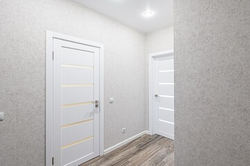 standard room interior apartment. room doors, renovation corridor lobby entrance hall