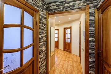 standard room interior apartment. room doors, renovation corridor lobby entrance hall