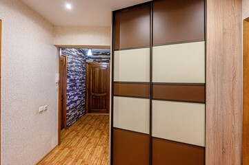 standard room interior apartment. room doors, renovation corridor lobby entrance hall