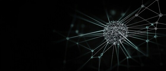 Abstract Network Connection Visualization with Glowing White Lines and Dark Background