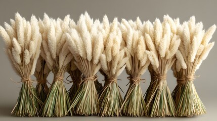 Elegant display of fluffy pampas grass bundles creating a serene and natural atmosphere