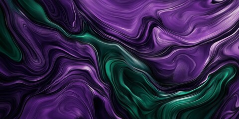 Obraz premium Colorful abstract design featuring swirls of purple and green with dynamic textures and fluid movement